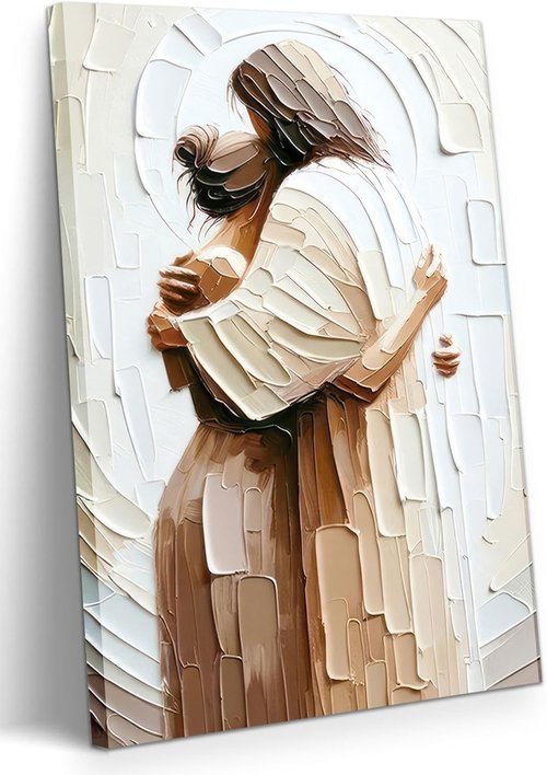 Jesus Embracing Woman Canvas Wall Art - Christian Home Decor Print | 12x16 Inch Framed Artwork