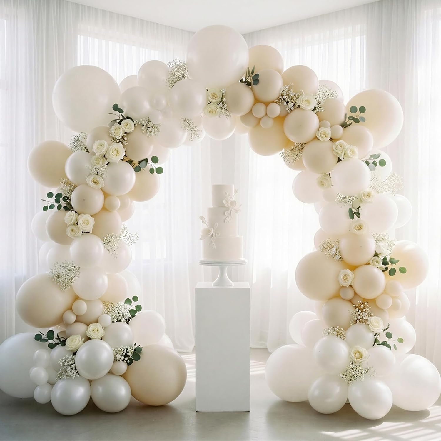 RUBFAC Pearl White Balloons - 120 Pack 12-Inch Latex Balloons for Weddings & Parties | Elegant Decor