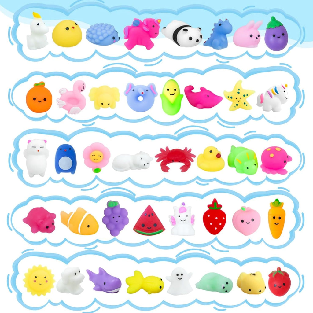 Skiennix 40 Pack Mochi Squishies | Mini Kawaii Animal Toys for Kids - Perfect Party Favors & Easter Egg Fillers