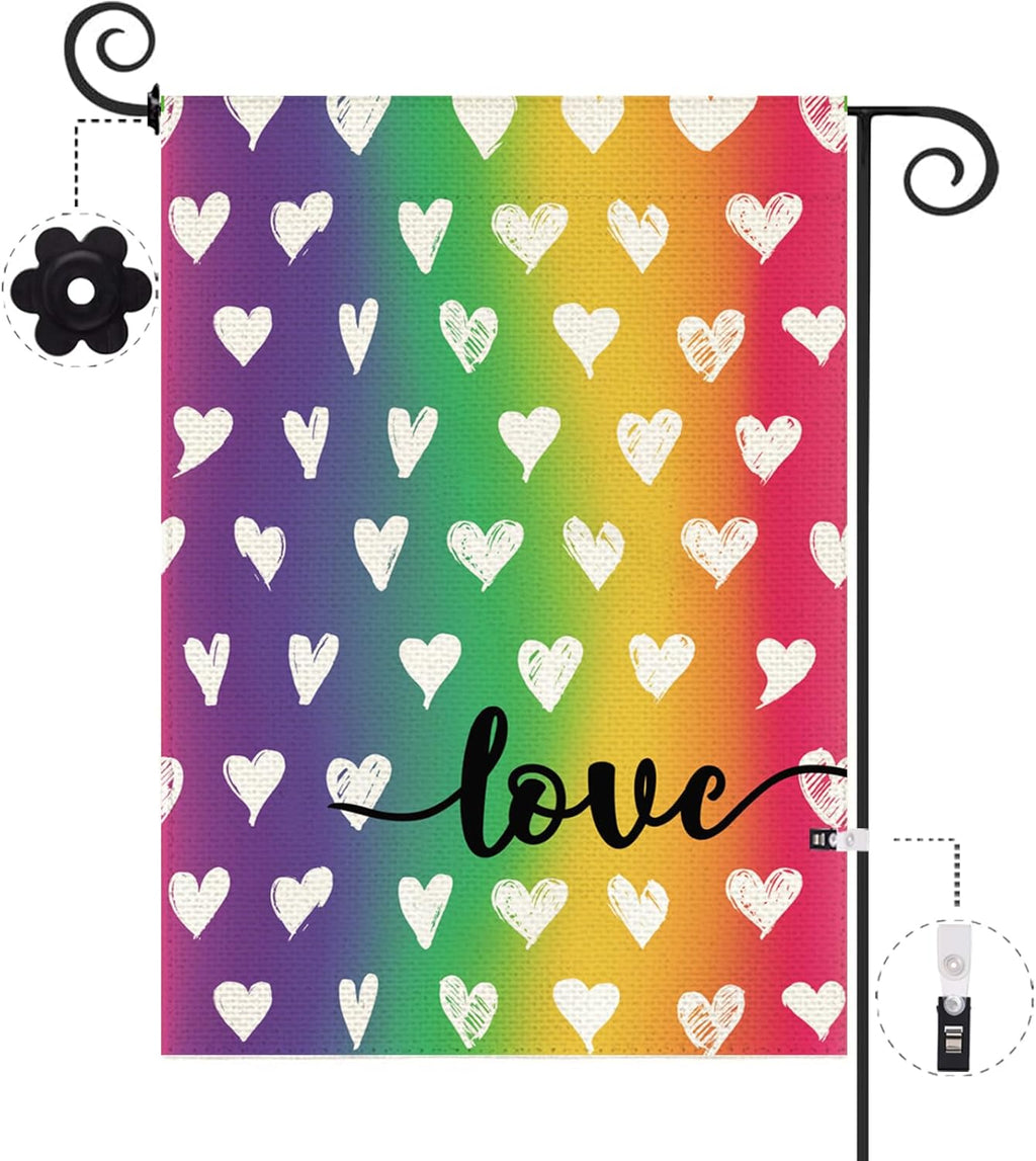 Baccessor LGBTQ Garden Flag - Double-Sided Rainbow Design for Pride Month | 12.5 x 18 Inch