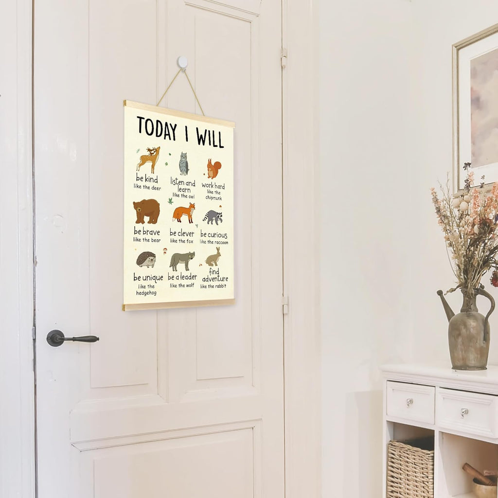 CGBHW Positive Affirmations Poster Hanger Frame - 12x16 Inspirational Wall Art for Kids' Rooms | Forest Animals Design