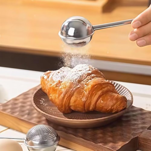 2Pcs Flour Sifter for Baking, Powdered Sugar Shaker Duster for Sourdough Bread, One-hand Operation Sugar Dispenser with Stainless Steel, Pick Up and Dust Flour Sifter