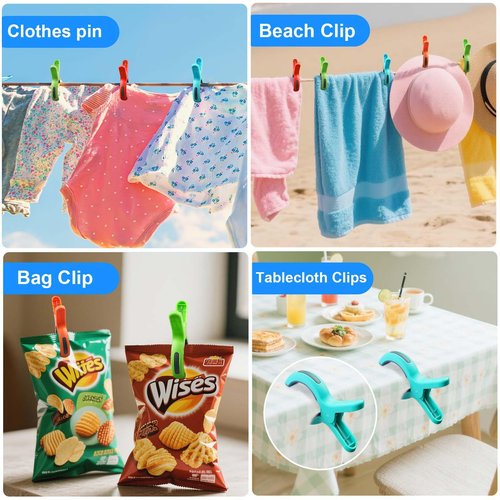 Large Beach Towel Clips for Beach Chair, Heavy-Duty Plastic Clothes Pins, Towel Clips for Beach Chairs Cruise-Keep Your Towel from Blowing Away, Vacation Beach Must Have Beach Chair Clips