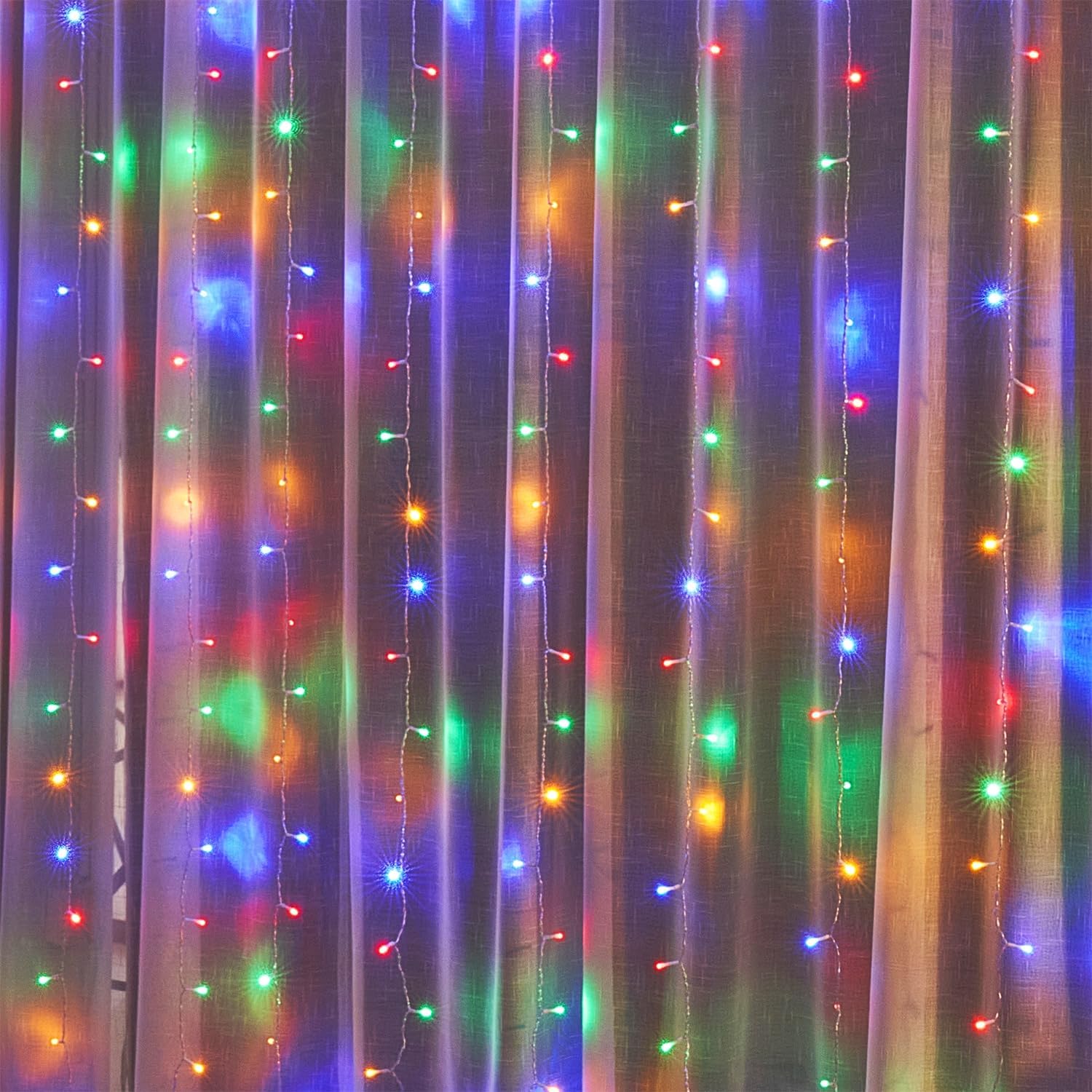 WATERGLIDE 300 LED Curtain Lights - Remote Control Decorative String Lights for Indoor/Outdoor Use | Multicolor, 8 Lighting Modes