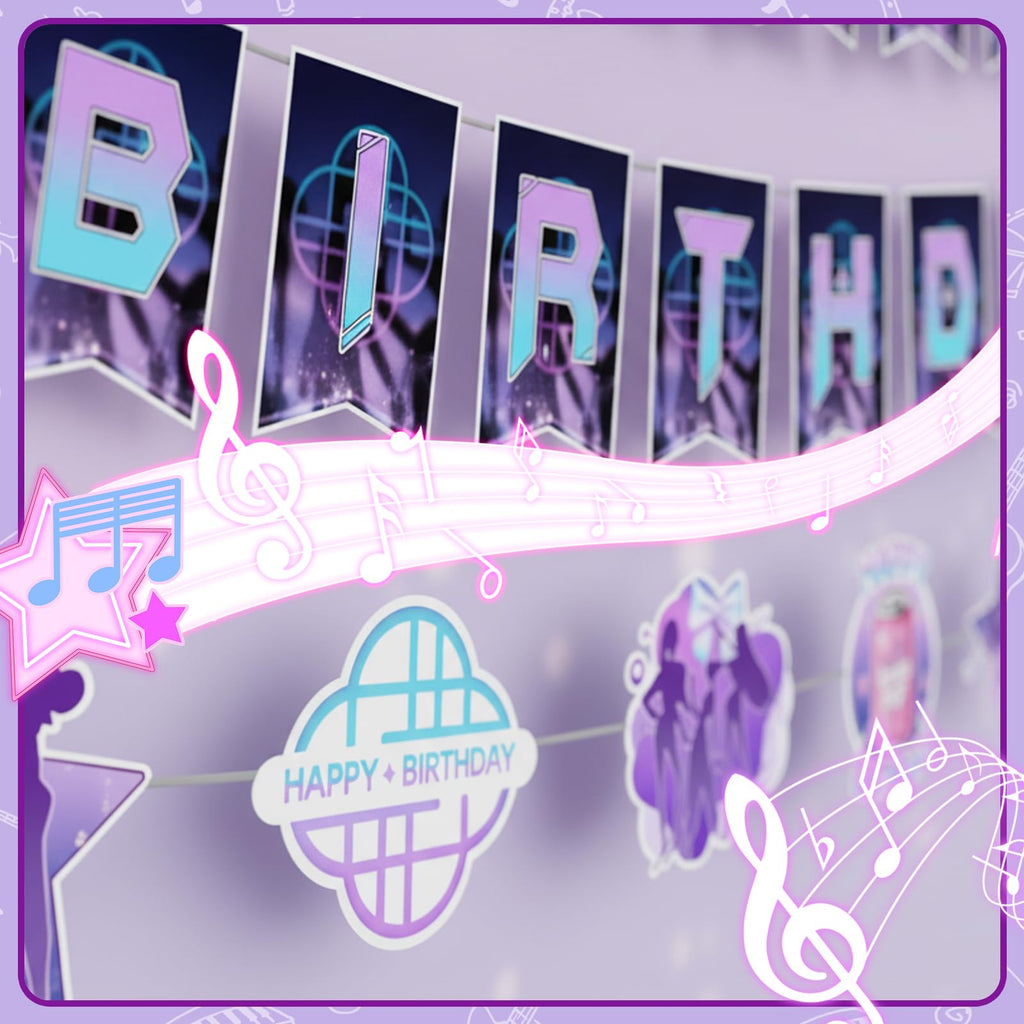 Music Hunter Birthday Banner Set - Includes 2 Happy Birthday Banners & 1 Prop Garland for Magical Music Themed Party Decorations, Easy to Hang Singer Theme Party Supplies