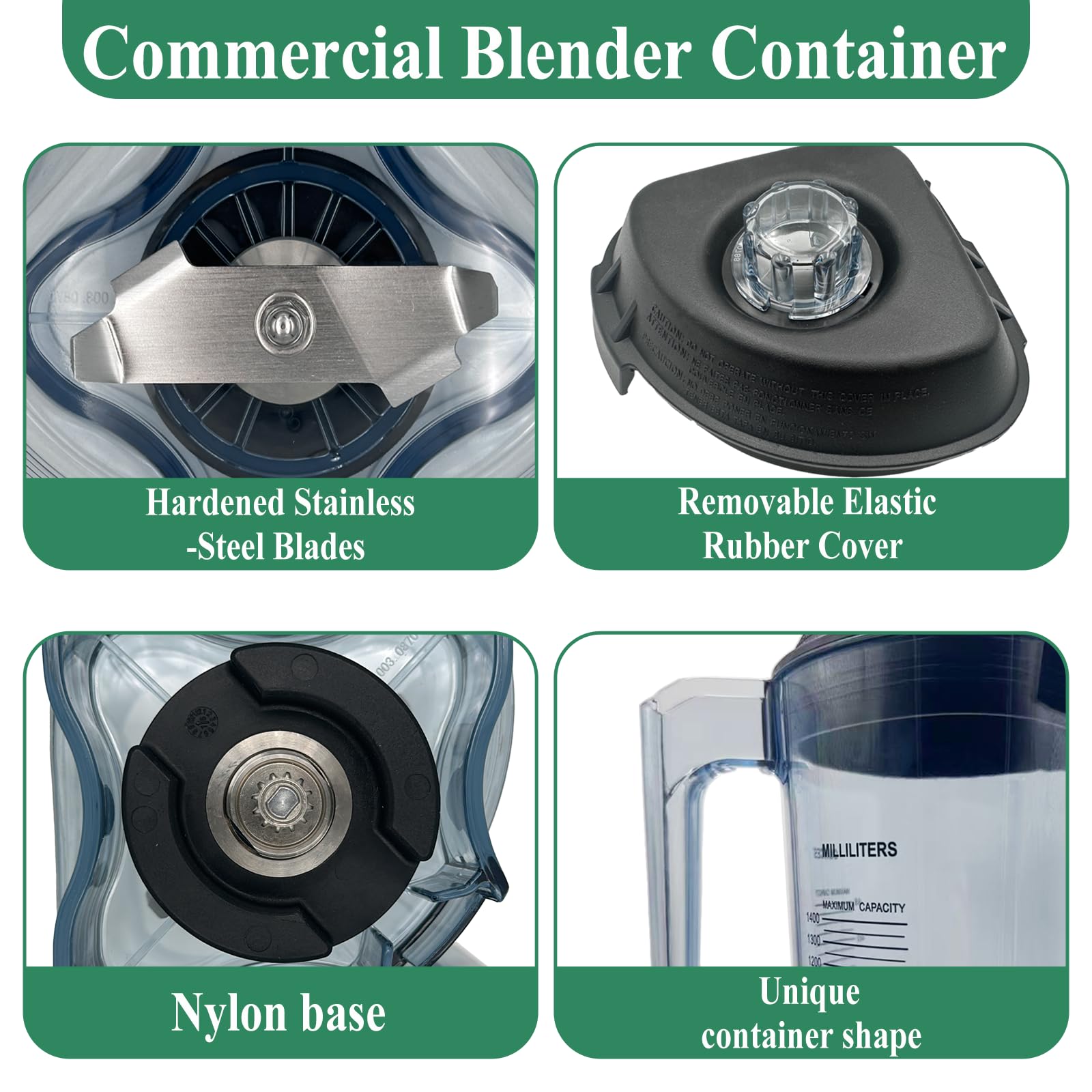 Blender Pitcher 48oz, Fit for Advance Quiet One VM0145 VM0100A 16016 15978 36019,Touch & Go and Drink Machine Advance Commercial Blender Series,Fit for GT001 (Clear)