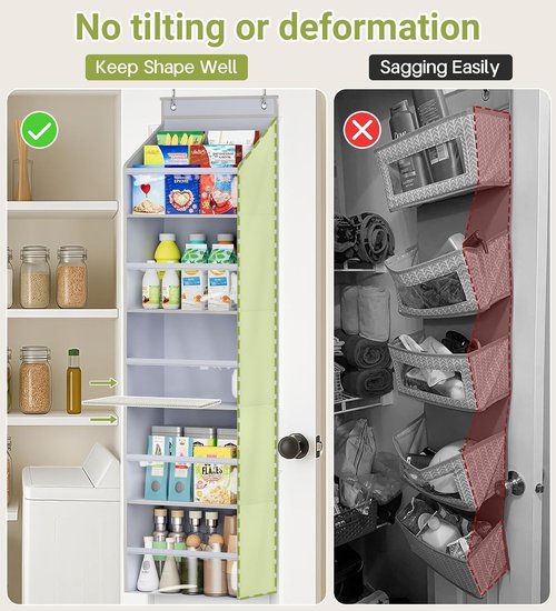 AOODA Over The Door Organizer - Large Capacity Hanging Storage with Clear Deep Pockets | Ideal for Nursery, Bathroom, Bedroom, and Pantry (Grey)
