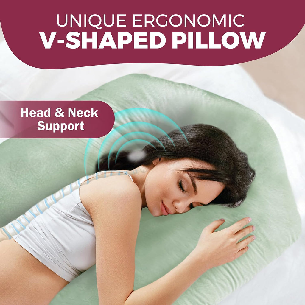 PILLANI Pregnancy Pillow - V C U Shaped 57" Full Body Support with Removable Washable Cover | Cooling Maternity Cushion