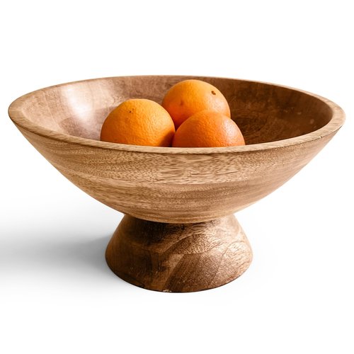 Fairwood Way - Brown Pedestal Bowl - 10 Inch, Wide Brown Footed Bowl as Fruit, Key, Decorative, Candy Holder or Centerpiece, Wooden Bowl Decorative for Kitchen, Dining Table & Modern Home Accessories