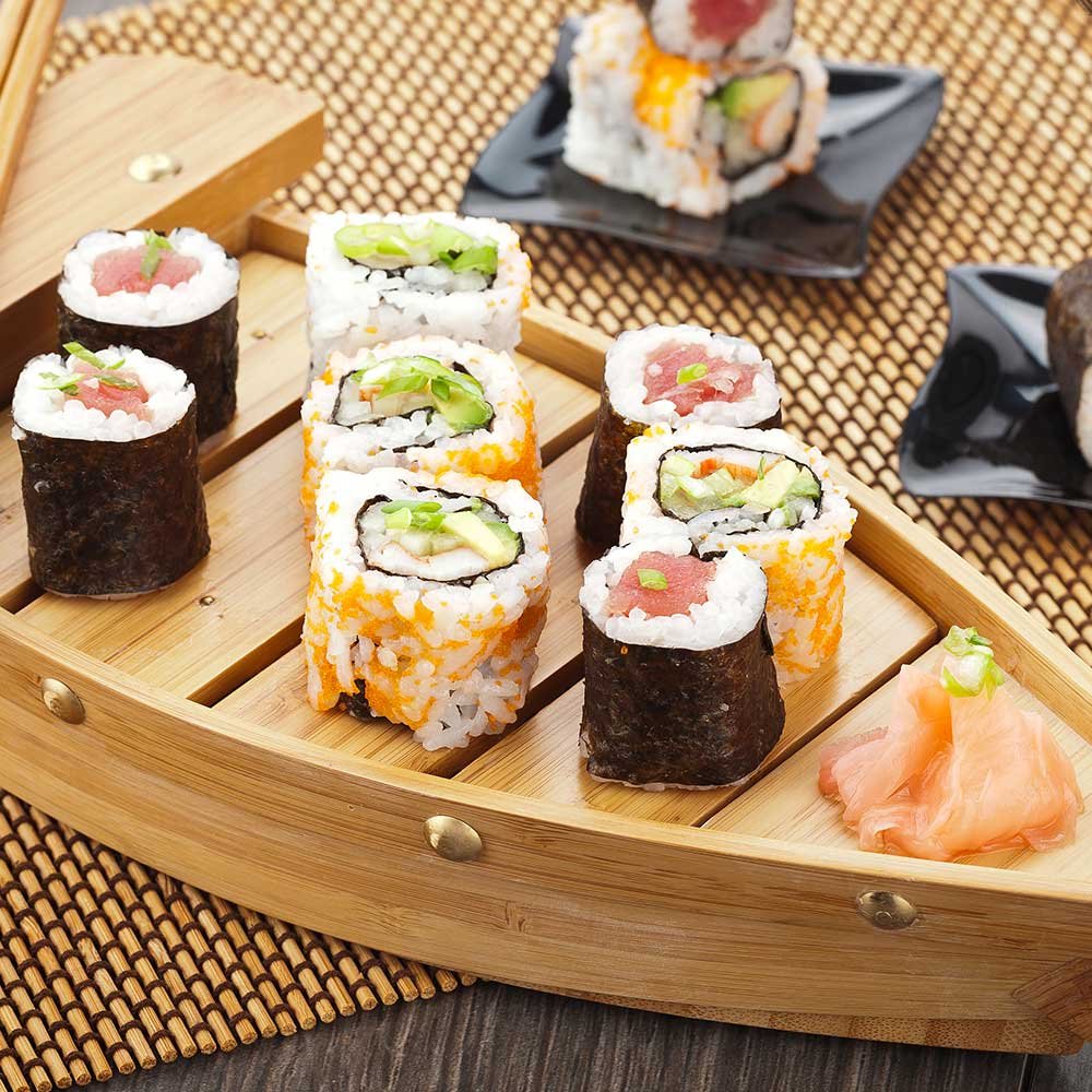Restaurantware 13 Inch Sushi Boat Serving Tray 1 Durable Sushi Boat - Sturdy Easy To Clean Bamboo Sushi Wooden Boat Small For Sushi Or Appetizers
