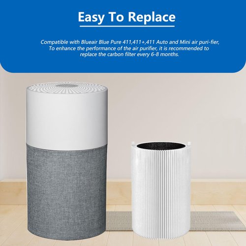 ANGELOYANG 3 Pack Blue Pure 411 Filter Replacement Compatible with Blueair Blue Pure 411 Genuine, 411+, 411 Auto and MINI Air Purifiers, Package Include the 3 Particle and 3 Activated Carbon Filter