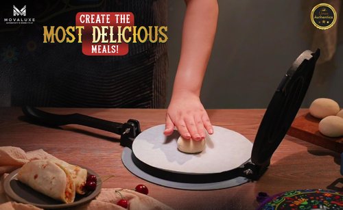 Movaluxe® Linea Authentica 10-Inch Heavy Duty Cast Iron Tortilla Press – Premium Corn & Flour Tortilla Maker System with Warmer Pouch, Taco Holders, Parchment Paper & Essentials