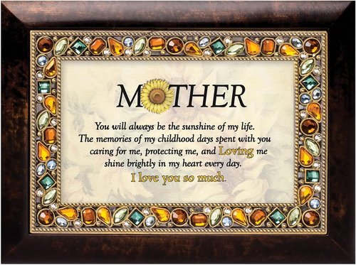 Cottage Garden Jeweled Music Box - Burlwood Finish, Plays "You Are My Sunshine" Tune