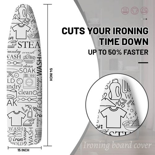 Extra Thick Ironing Board Cover and Pad, 15x54 Ironing Board Cover, Resist Scorching and Staining,Elastic Edges,Art of Life Iron Sew Laundry Wash