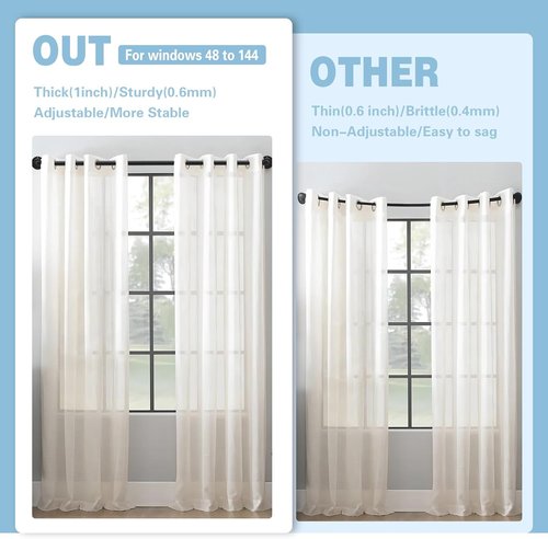Byondeth Curtain Rods - Adjustable Blackout Wrap Around | 16 to 45 Inches, 1 Inch Diameter, Black