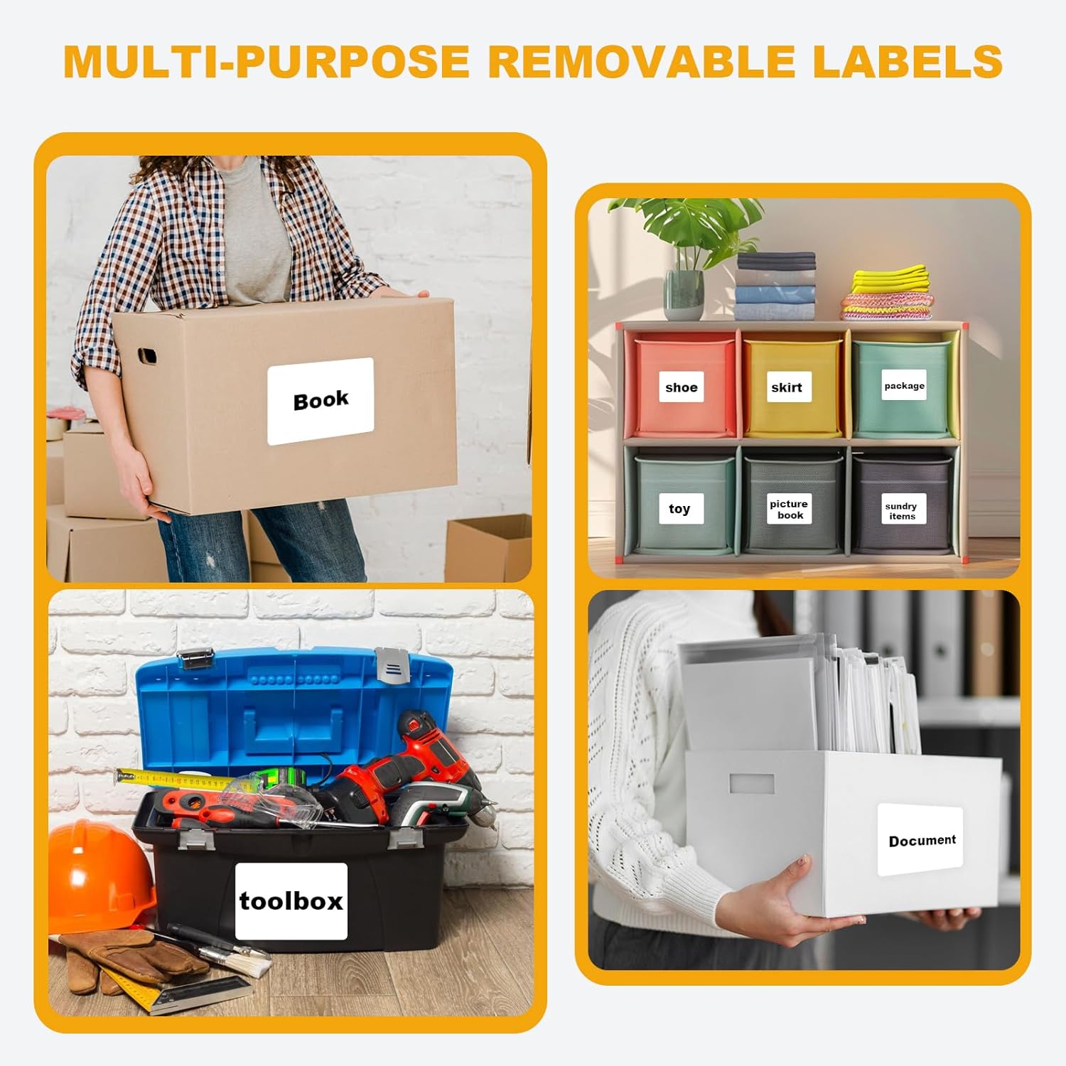 Skiennix 100 Pcs Storage Bin Labels - Large 6x4 Inch Adhesive Stickers with Removable Marker