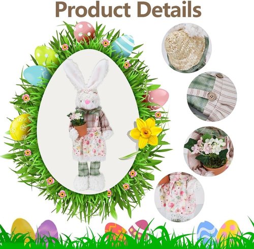 LYFJMUS Easter Bunny Decorations - 30-Inch Large Standing Rabbit Statues for Spring Home Decor | 2 Pack