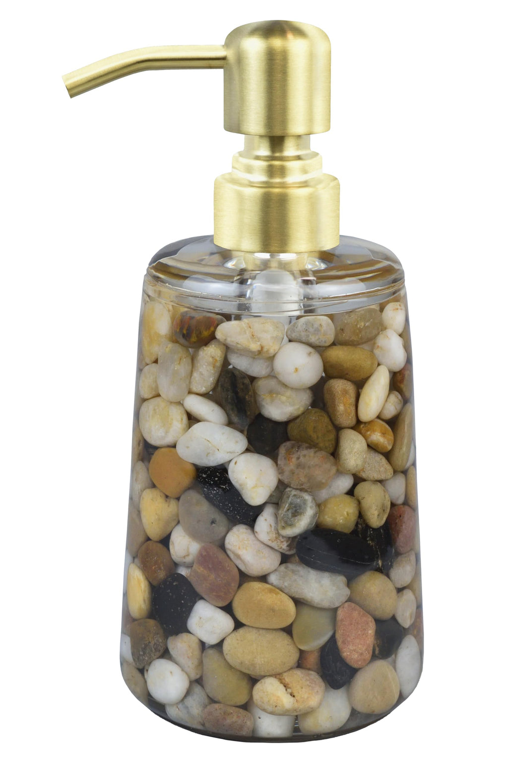 Handmade Refillable Soap Dispenser for Bathroom & Kitchen, Rocks Stone Soap Dispenser with Gold Stainless Steel Pump