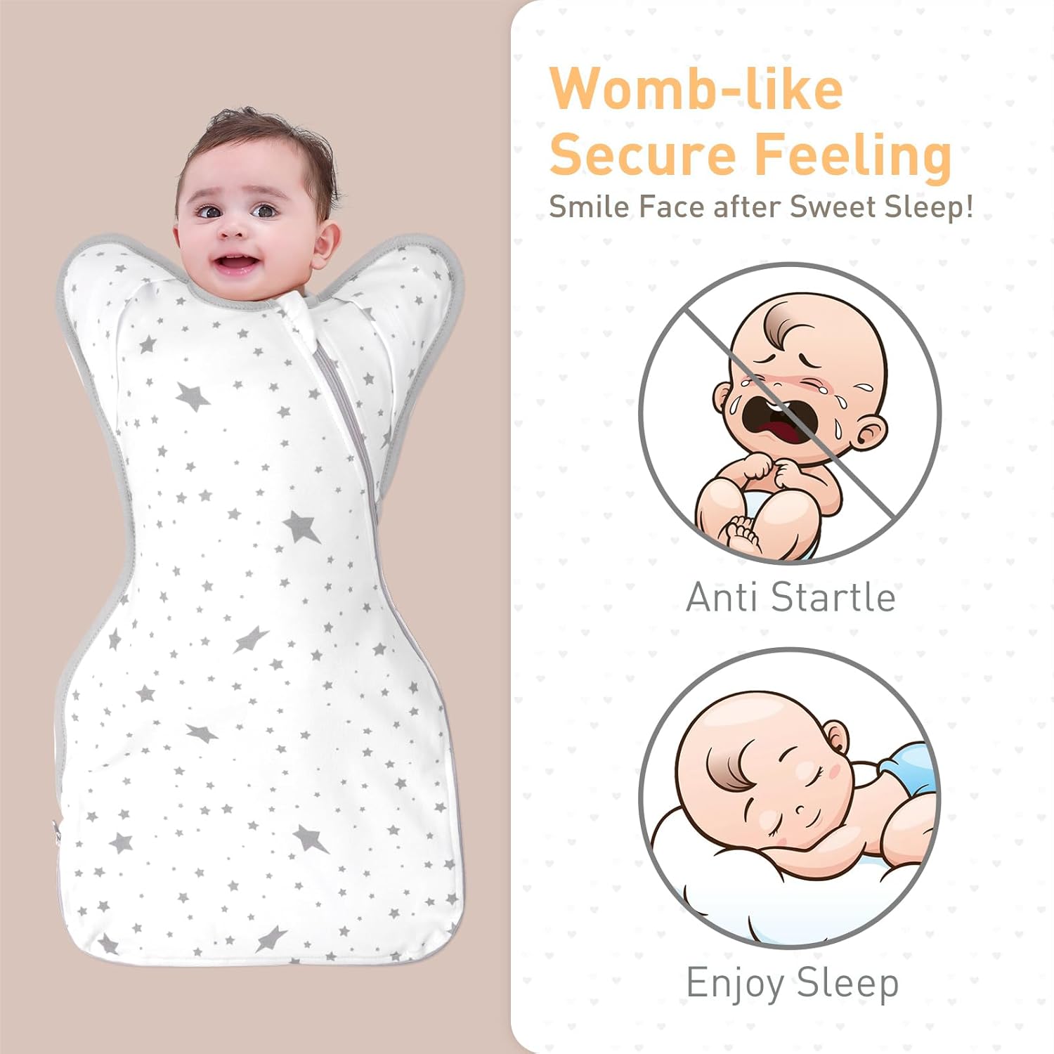 Skiennix Baby Sleep Sacks - 3-Way Transition Swaddle Blankets for Newborns 0-3 Months | 2 Pack, Cotton