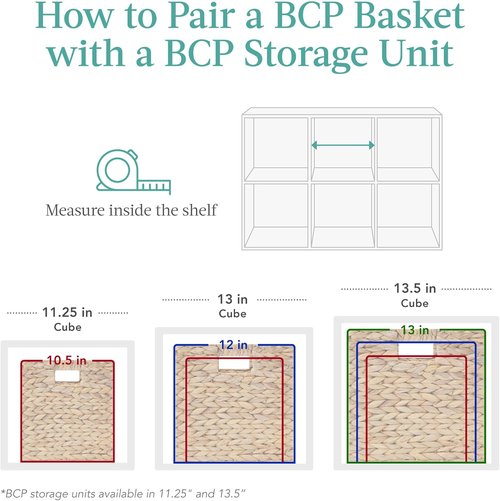 Best Choice Products Cube Storage Baskets - Handwoven Water Hyacinth Organizers, Pack of 5, Natural 10.5x10.5in