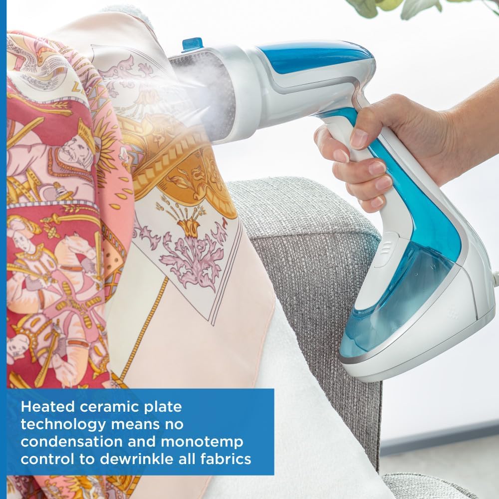 Rowenta Steamer for Clothes - Pure Tex 4-in-1, 1700W, XL 6.8 Ounce Tank, 25 Sec Heat Up, Light Blue | DR9530