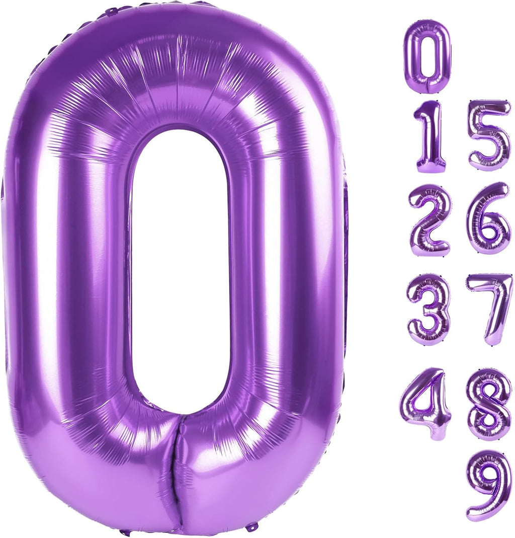 Number 0 Balloons - 40 Inch Purple Number Balloon for Birthday, Wedding, Baby Shower Decor