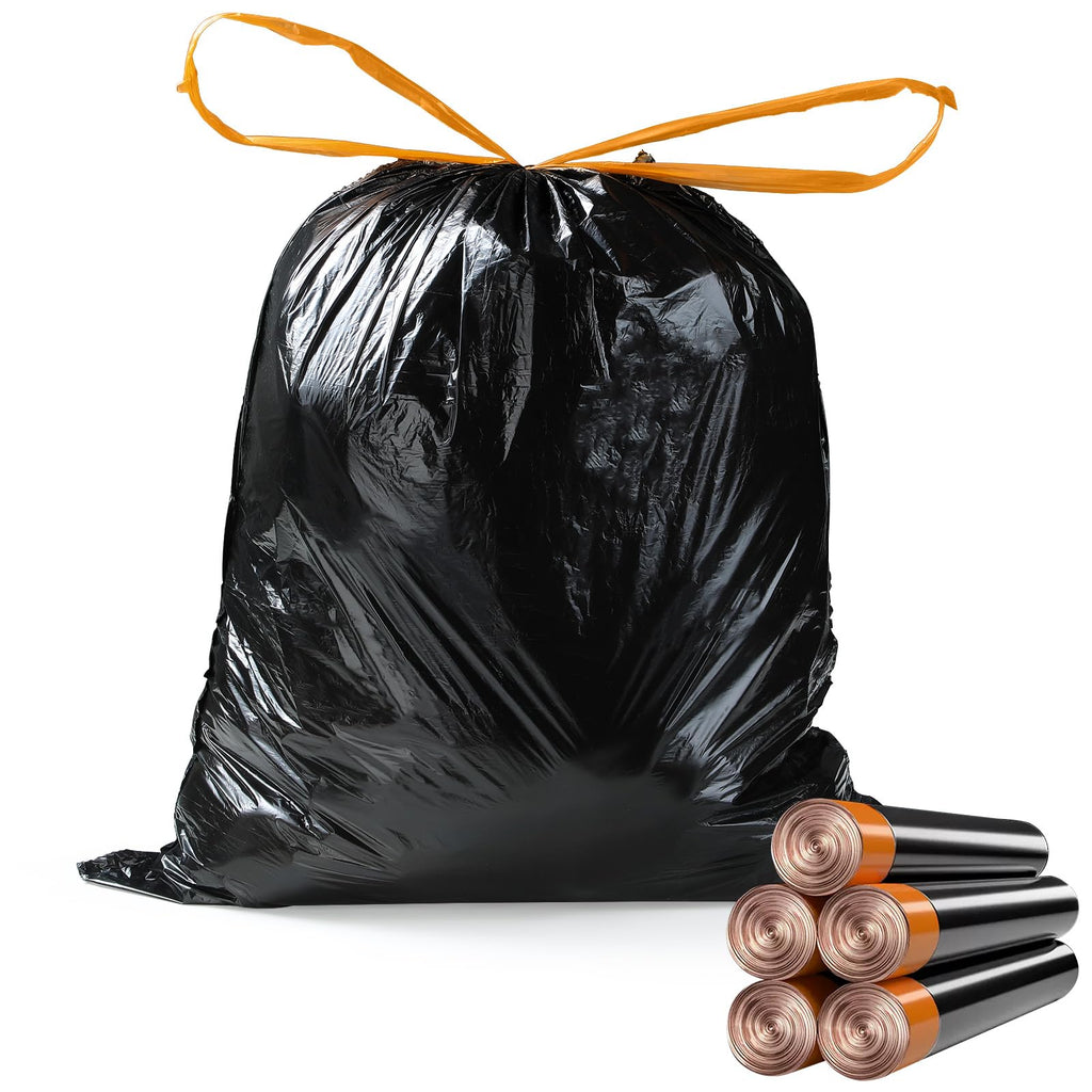 MOPALL Small Drawstring Trash Bag,Easy to Tear and Pack,4 Gallon Garbage Bags,75 Counts
