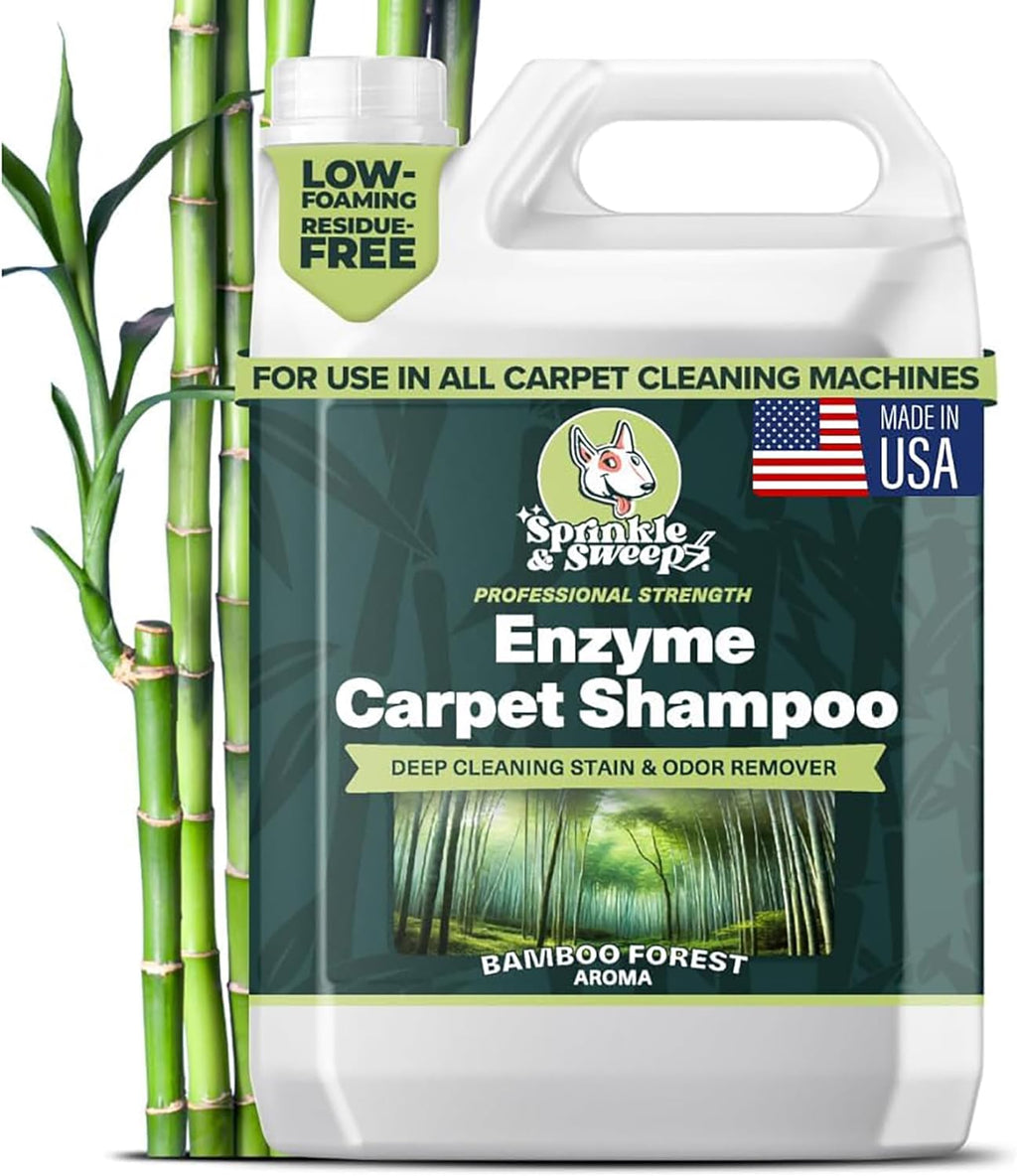 Sprinkle & Sweep Enzyme Carpet Shampoo - 64oz Deep Cleaning Pet Stain & Odor Remover for Dogs & Cats