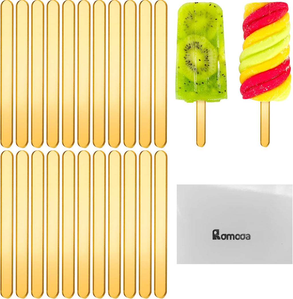 Skiennix Acrylic Sticks - Reusable Cakesicle & Cake Pop Molds - 30 Pieces, 4.5 Inches, Gold Finish