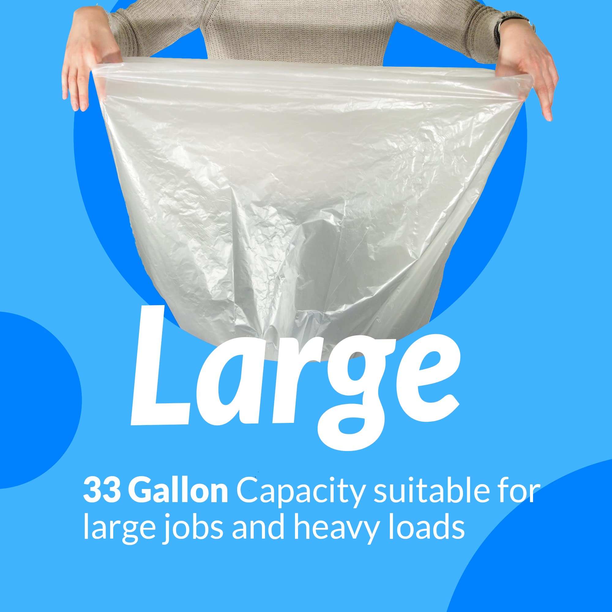 Reli. SuperValue 33 Gallon Trash Bags | 125 Count | Made in USA | Heavy Duty | Clear Multi-Use Garbage Bags