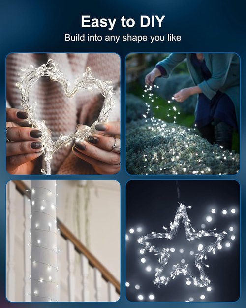 Fairy Lights - Waterproof Battery Operated String Lights | 5 Feet, 60 LED Silver Wire for DIY Decor
