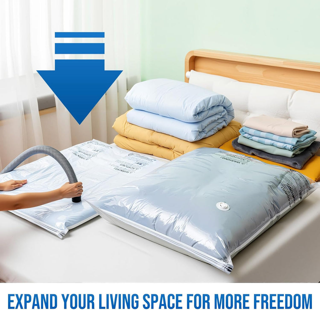 TAILI Jumbo Vacuum Storage Bags - 8 Pack for Comforters & Blankets | Space-Saving 40x31 Inch Bags