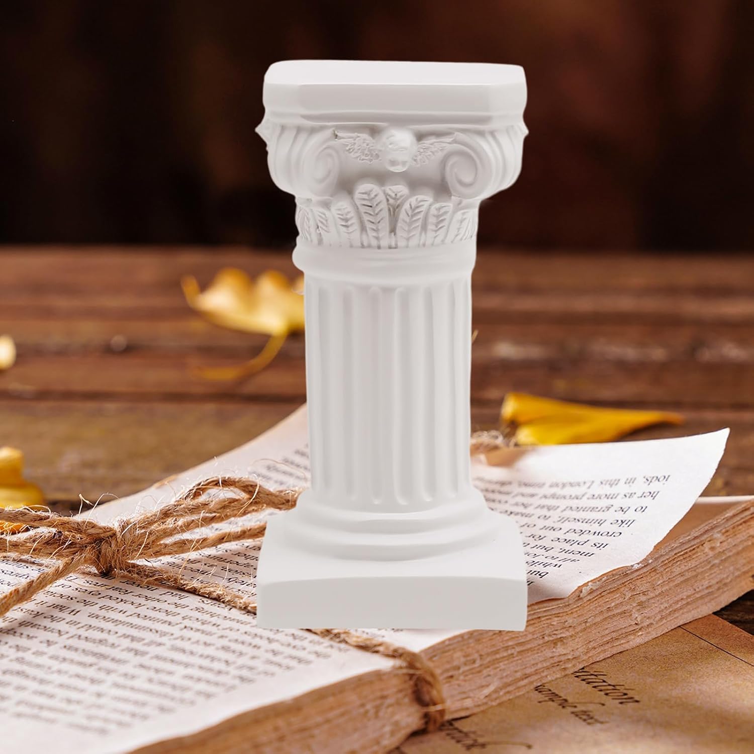 Saihisday White Roman Pillar Statues - Mini Greek Columns Candle Holders for Home & Garden Decor | 3.9" D x 7.5" H