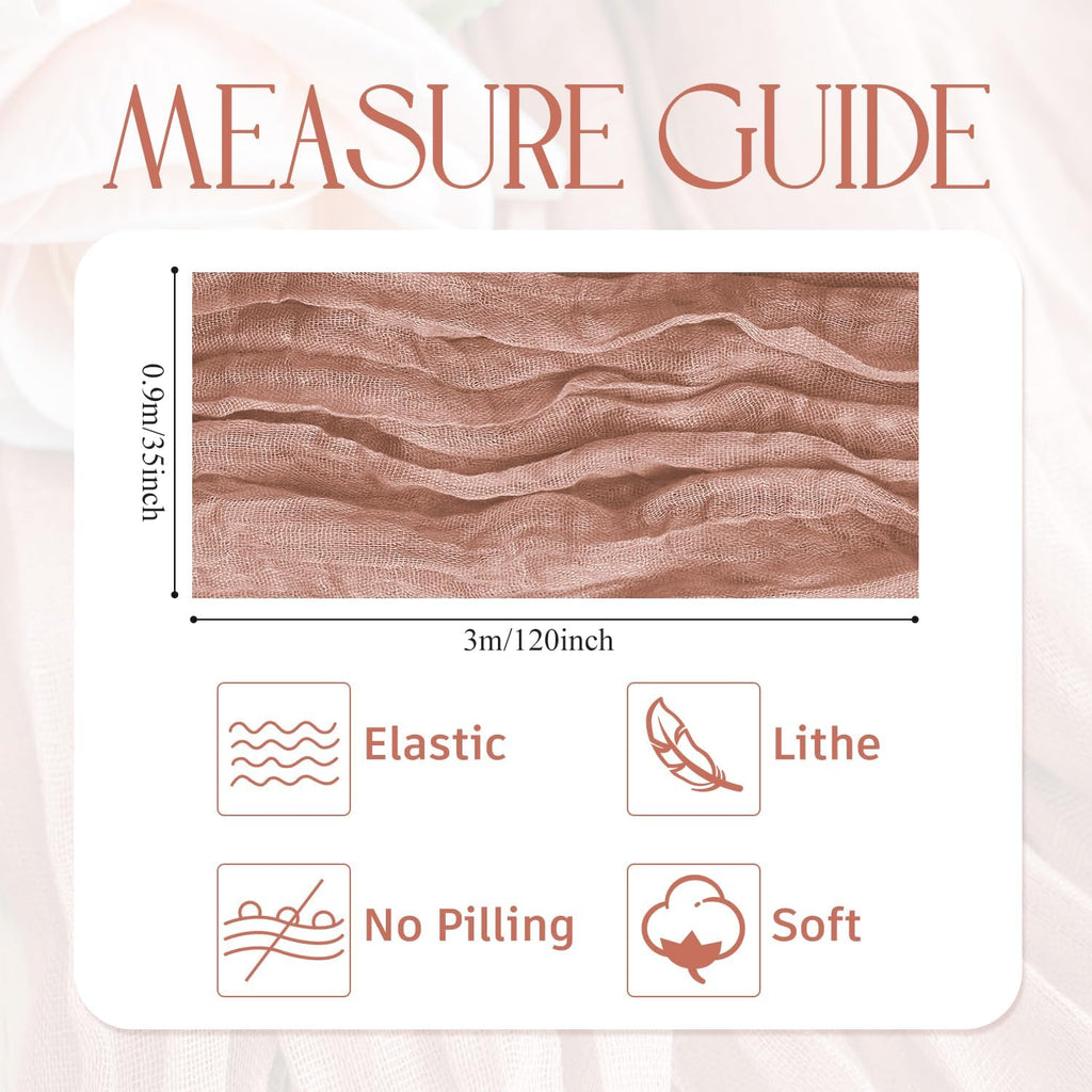 Wokceer Dusty Pink Cheesecloth Table Runner - 10FT Boho Gauze for Easter & Bridal Shower Decor | 120 Inches Long