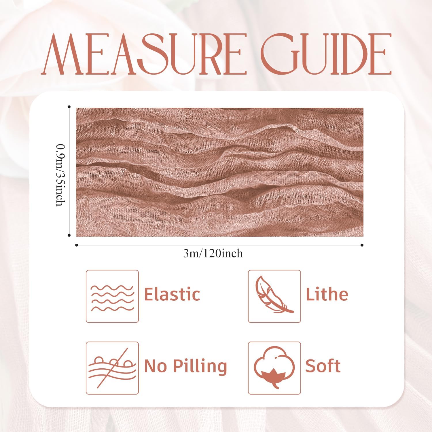 Wokceer Dusty Pink Cheesecloth Table Runner - 10FT Boho Gauze for Easter & Bridal Shower Decor | 120 Inches Long