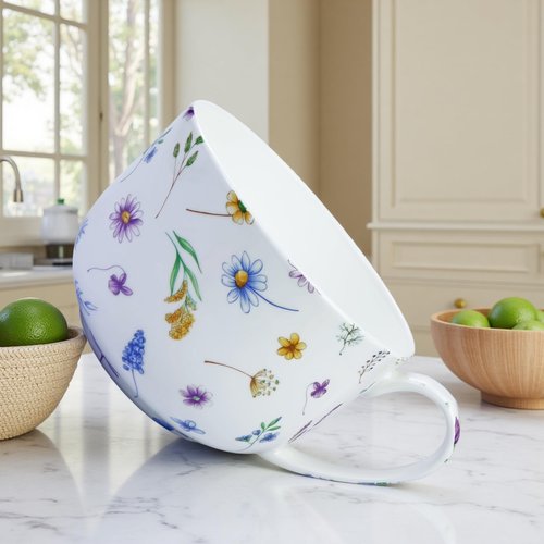 Yaparhill 25oz Large Coffee Cups Soup Mugs with Handles Traditional Large Coffee Cup Large Bone China Coffee Mugs Cups for Coffee Cereal Latte Soups