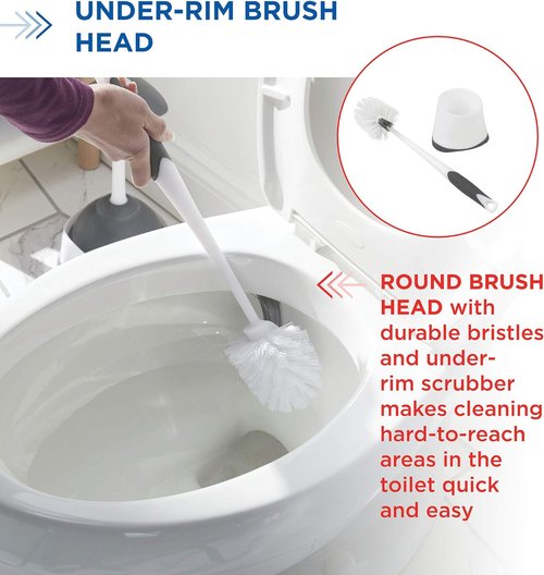 Clorox Toilet Bowl Brush - Under-Rim Design with Corner Storage Caddy | 16 x 5 x 5.5 in