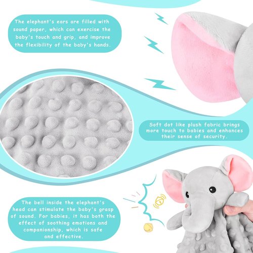 Loveys | Lovey Elephant Security Blanket for Babies - Soft Snuggle Toy for Newborns (Gray, 12.4in)