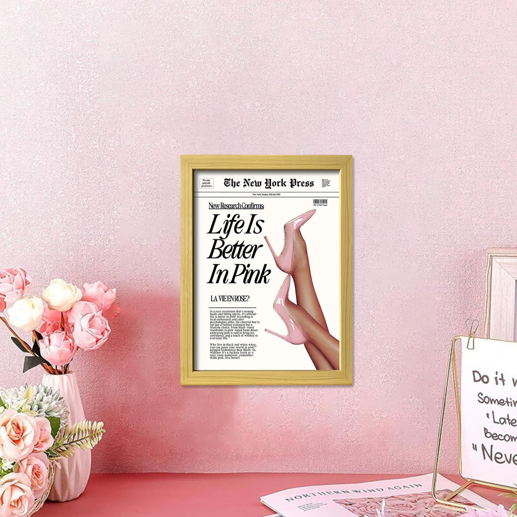 Skiennix Framed Baby Pink Wall Art - Trendy Canvas Print for Aesthetic Room Decor | Perfect for Bedrooms