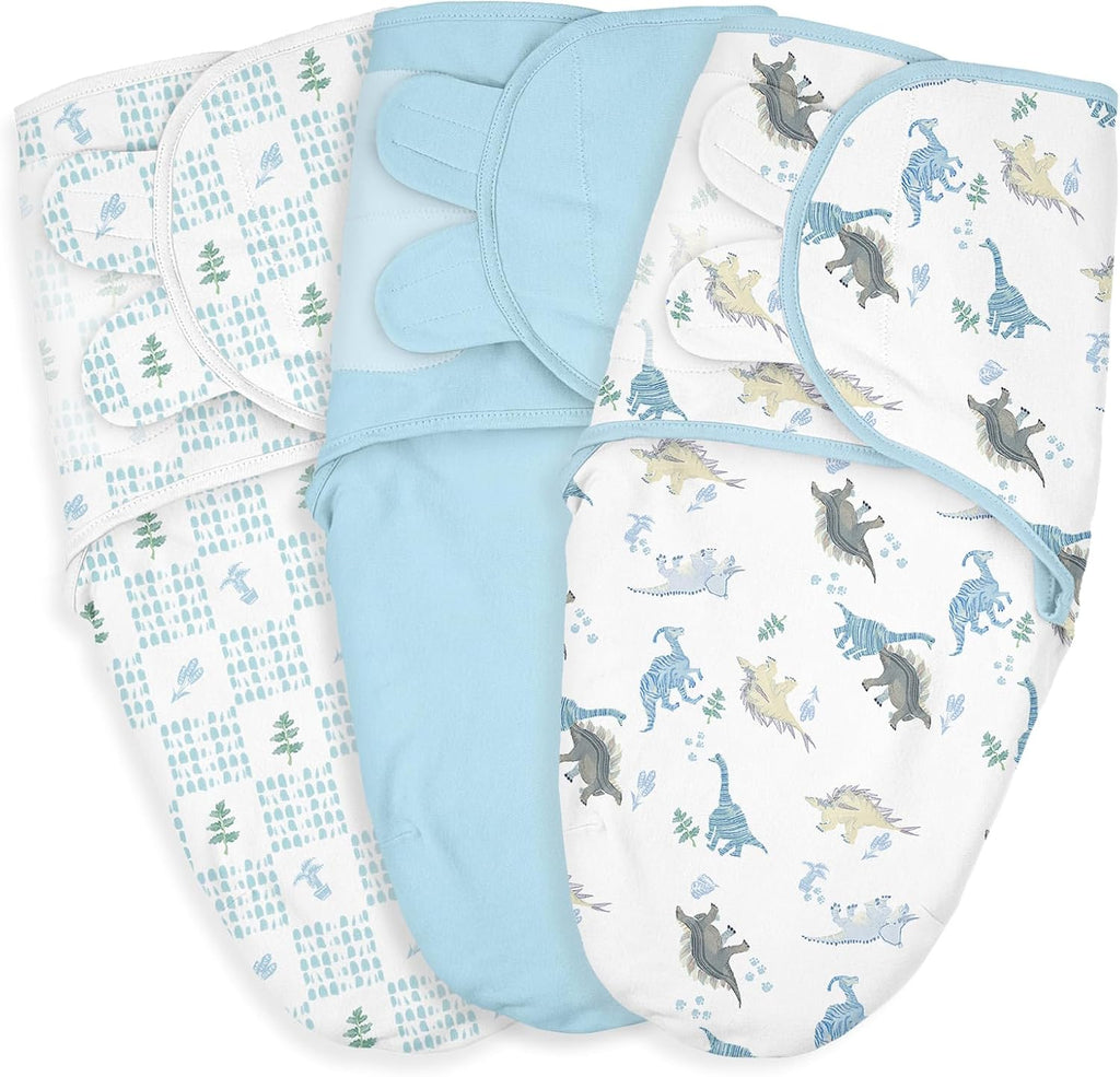Skiennix Baby Swaddle Sleep Sacks - 3-Pack Organic Cotton Wraps with Adjustable Wings | Soft & Breathable for 0-3 Months