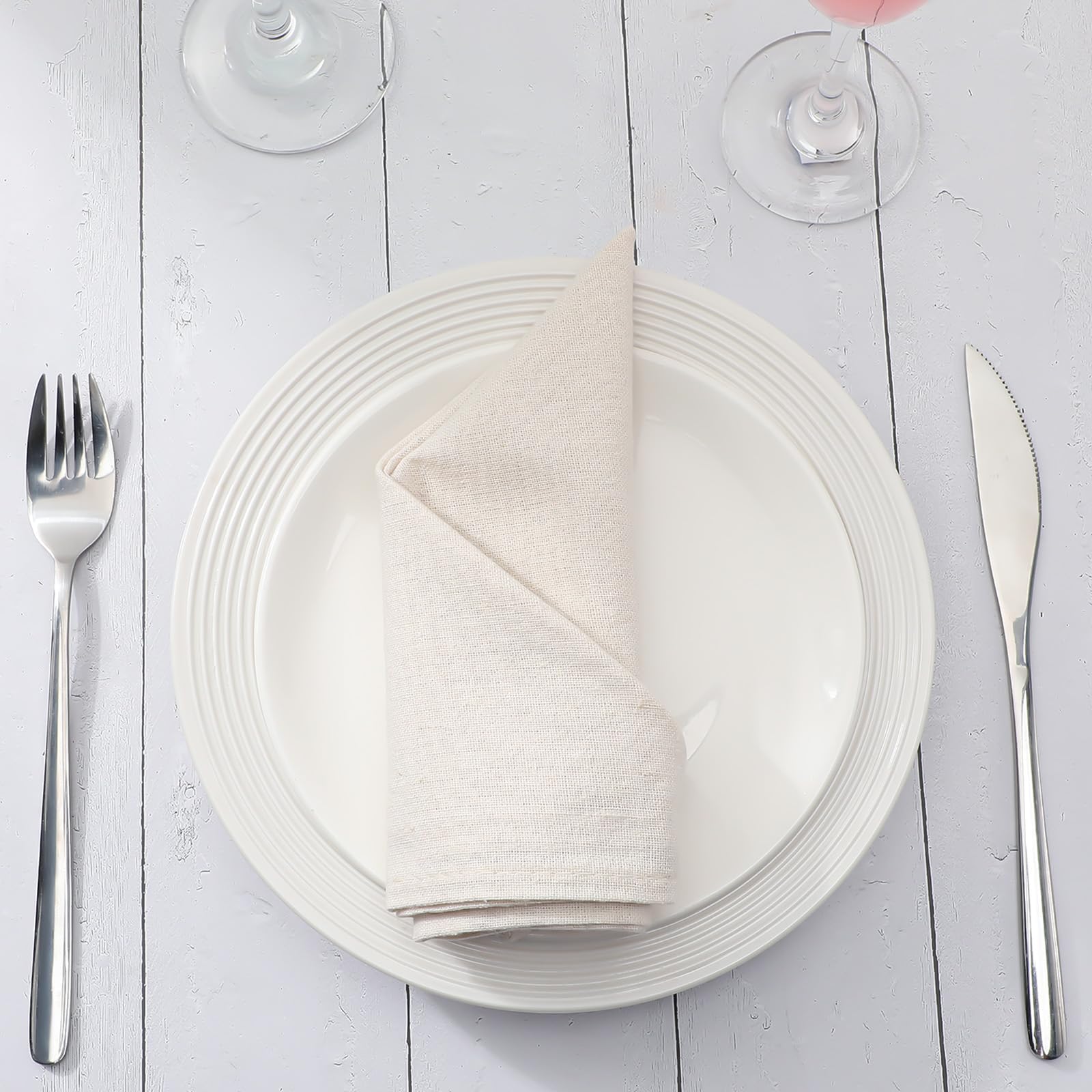 Mixweer Set of 40 Beige Cloth Linen Napkins Bulk Reusable Cotton Dinner Napkin 16 x 16 Inch Washable Pastel Soft Table Napkins for Wedding Dinner Hotel Restaurant Event Party