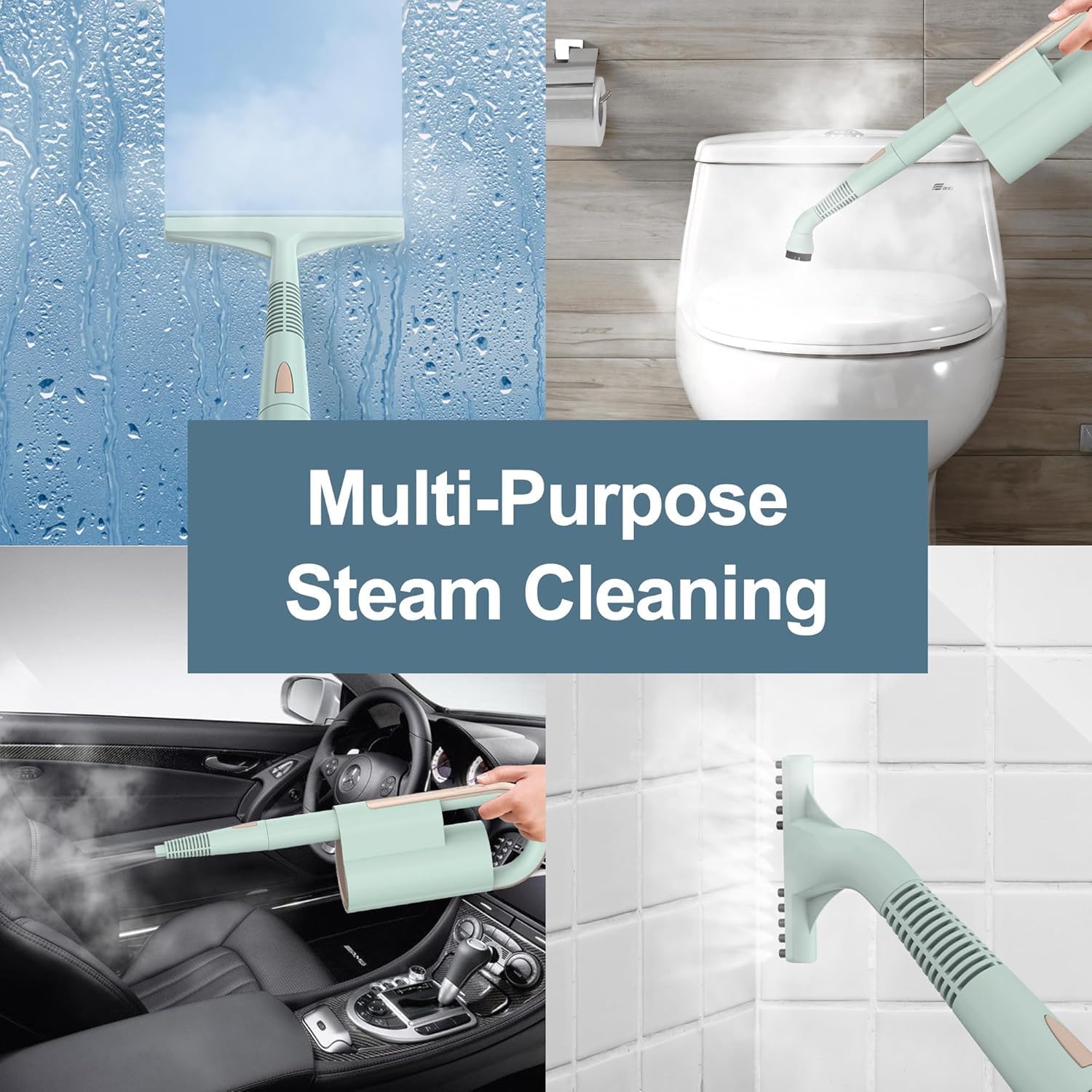 Newbealer Steam Mop - Powerful 1200W Floor Steamer with Detachable Handheld Cleaner | 250ml, 3 Adjustable Levels, 7 Accessories