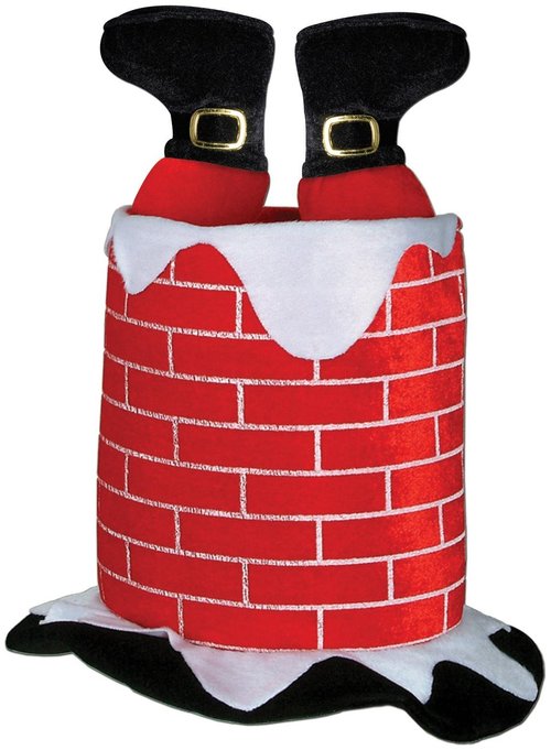 Beistle Unisex Plush Santa Chimney Hat – Christmas Party Supplies, Holiday Themed Headwear, Photo Booth Prop, Dress Up Costume Accessory, Festive Novelty Cap