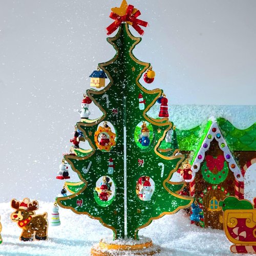 JOYIN Christmas Advent Calendar - 24 Days Countdown with Wooden Tree & 28 Ornaments | Perfect for Kids' Parties
