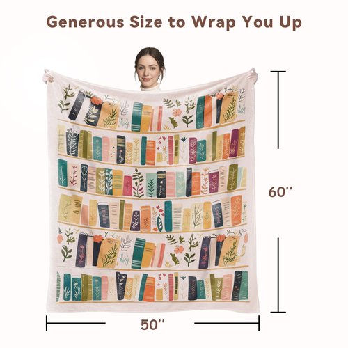 Mahrokh Book Lovers Gifts for Women Readers, Reading Blanket for Readers, Unique Bookish Book Club Birthday Christmas Reading Librarian Gifts Blanket 60"x50" (Pink)