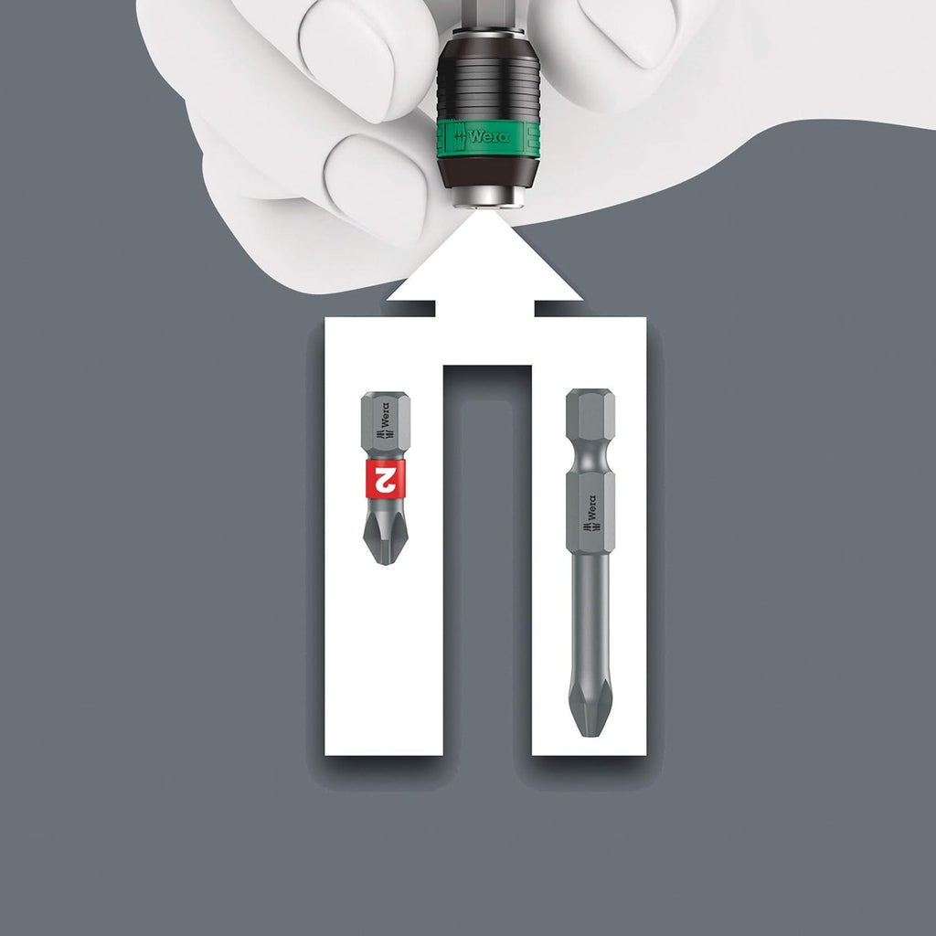 Wera 416 RA T-Handle Screwdriver - Ratchet Function & Quick-Release Chuck | 1/4" Size, 45 mm Length