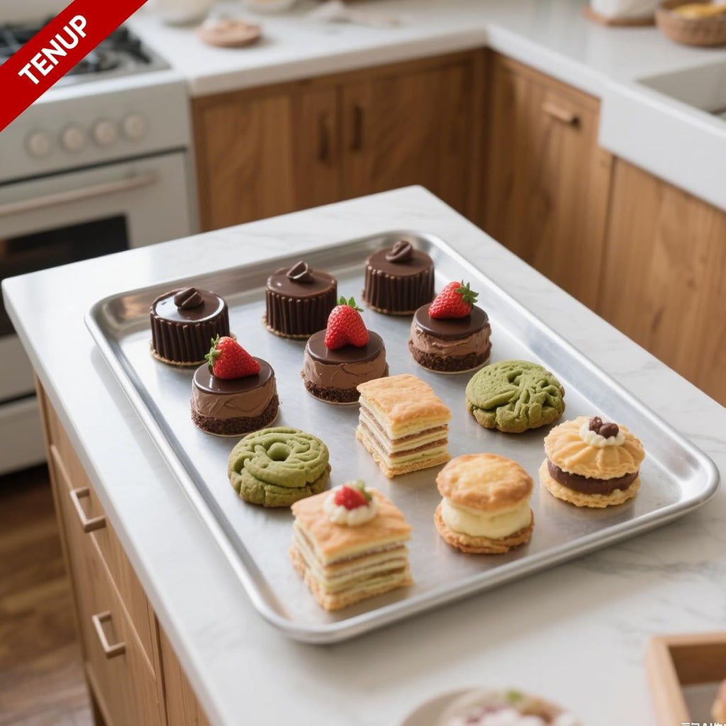 TENUP 12 Pack Aluminum Full Sheet Pans - Heavy Duty 26" x 18" Baking Trays, Warp-Resistant & Rust-Free