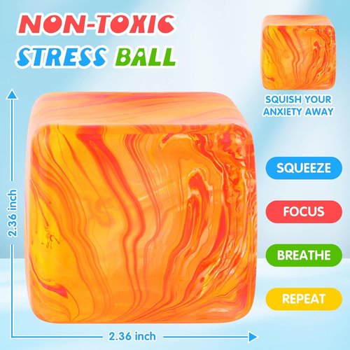 Fidget Toys | Squishy Stress Cube - Stress Relief Balls for Kids & Adults | Pink Sensory Toy