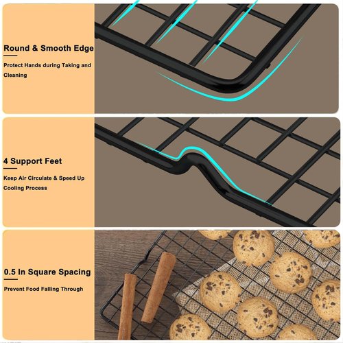 Hunnycook Cooling Rack - 15.8”×9.8” Stainless Steel Baking Rack | Oven Safe, Versatile for Cooking & Baking