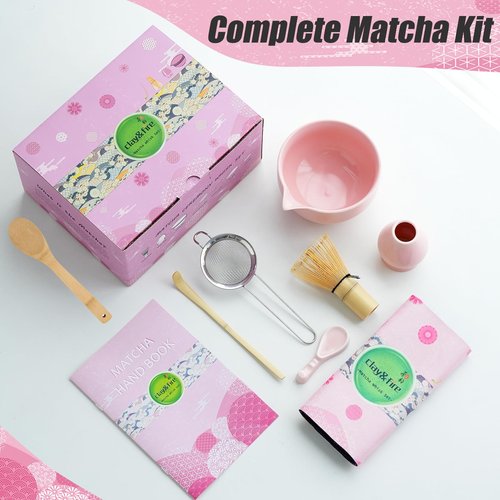 Clay&Fire Matcha Whisk Set, 9 pcs Ceramic Matcha Set, Gifts for Women,Matcha Bowl with Spout and Whisk, Matcha Kit for Matcha Lovers, Ideal Gift Christmas, Birthday, Anniversary